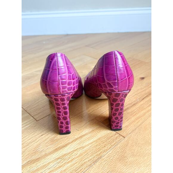Franco Sarto Sasha Pink Fuchsia Block Heels 8.5 Croc 3.5" Heel Pointed Toe Heel - Picture 4 of 8